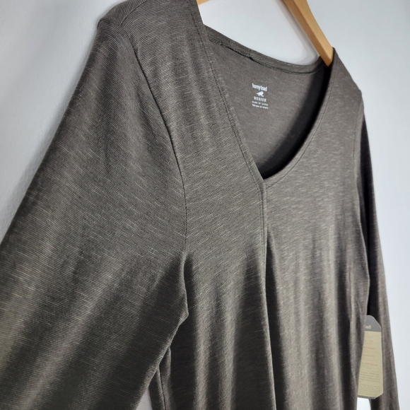 New Horny Toad Pirouette Ruched Asymmetric Long Sleeve Knit Midi Sheath Dress - Picture 5 of 12